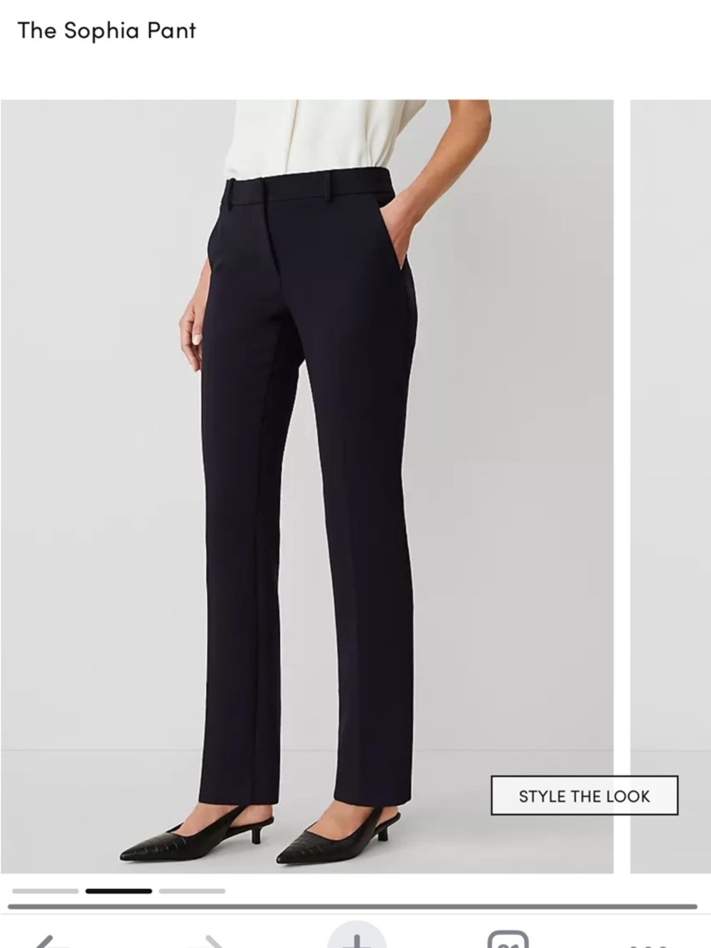 Ann Taylor The Sophia” Navy Straight-Leg Dress Trousers